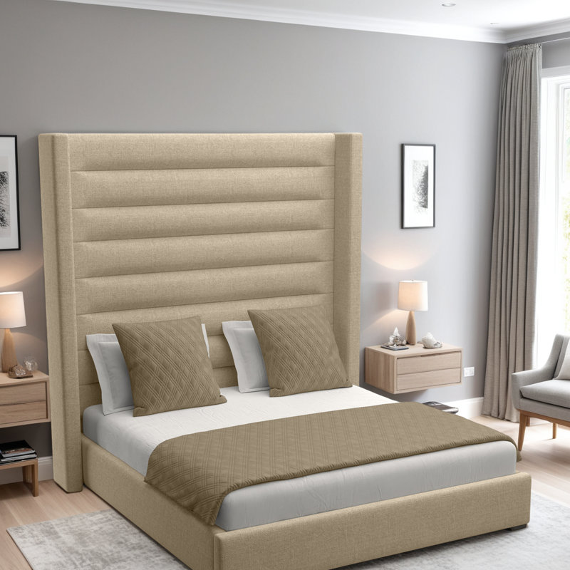 Esparto Upholstered Bed, Charcoal Revolution®, King (High)