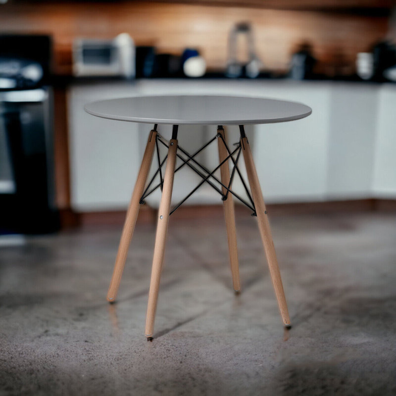 Rafelo Round Solid Wood Dining Table, Grey