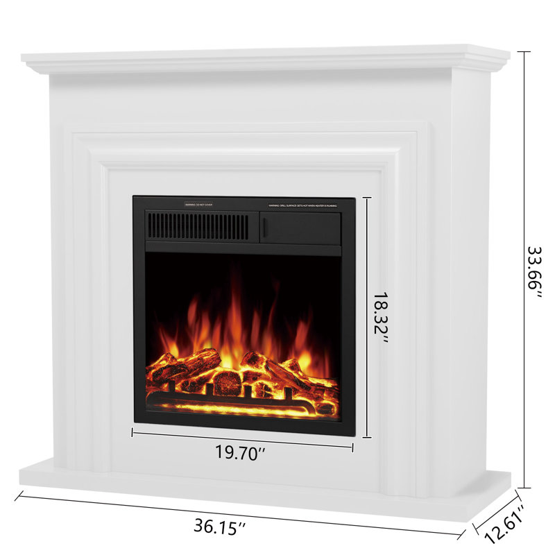  35.35“ Electric Fireplace with Remote Control, White