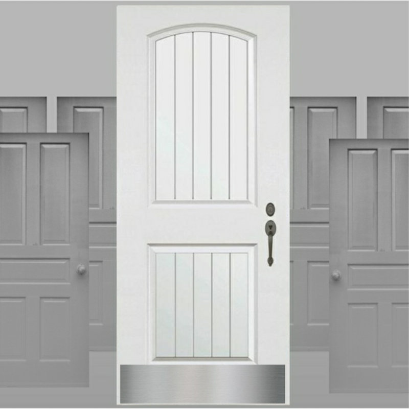 Plaque de protection pour porte Ackland - Aluminium anodisé - Fixation industrielle auto-adhésive, Nickel satiné