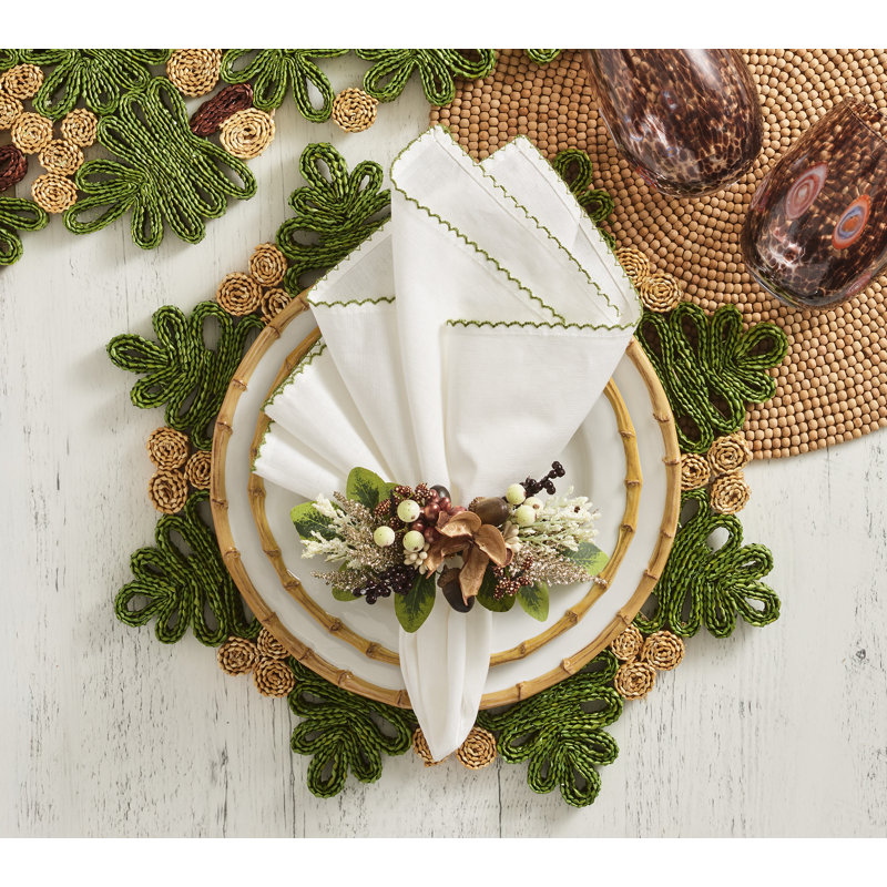 Casbah Napkin, White/Green