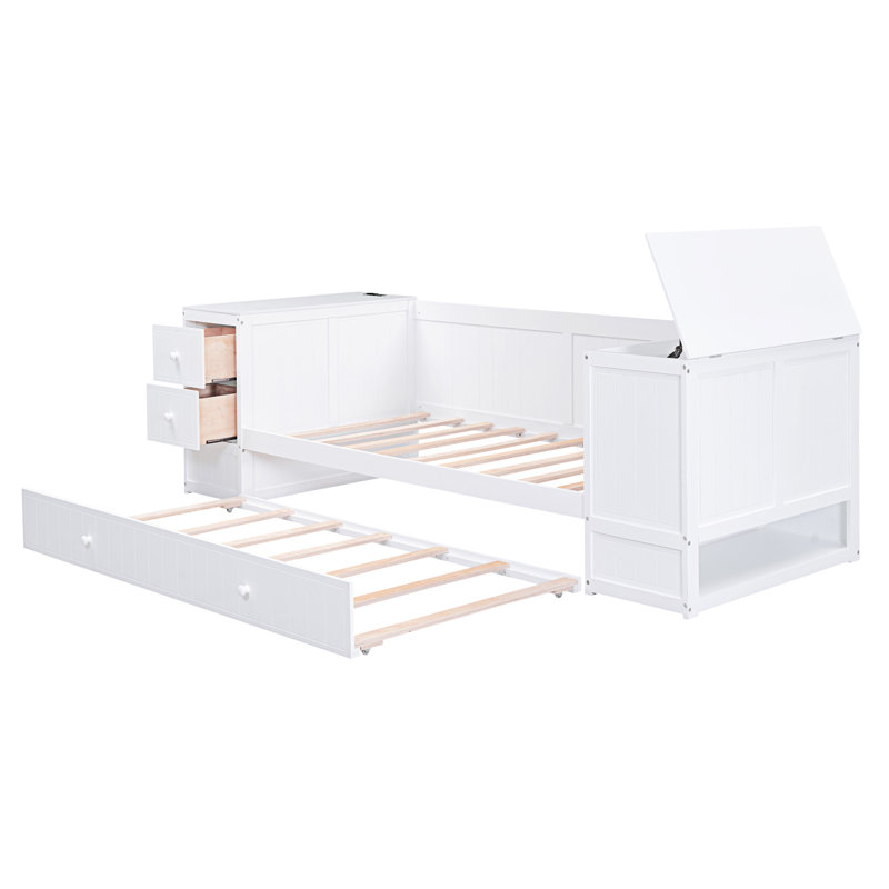 Lit de jour avec accoudoirs de rangement, Blanc