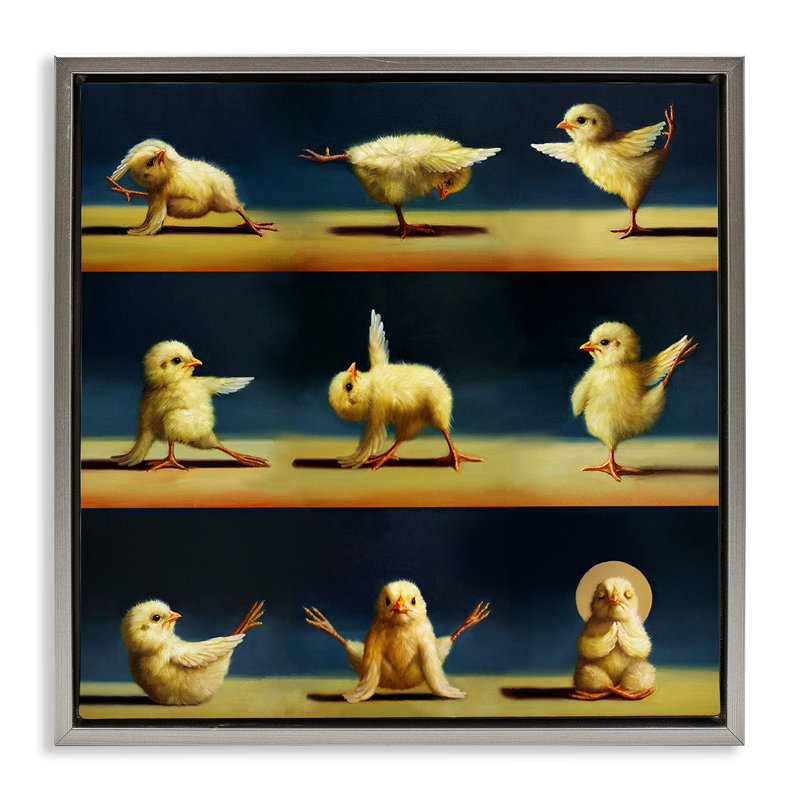 Yoga Chicks Stretching Meditation, Cadre flottant gris lustré, H 18 po x l 18 po
