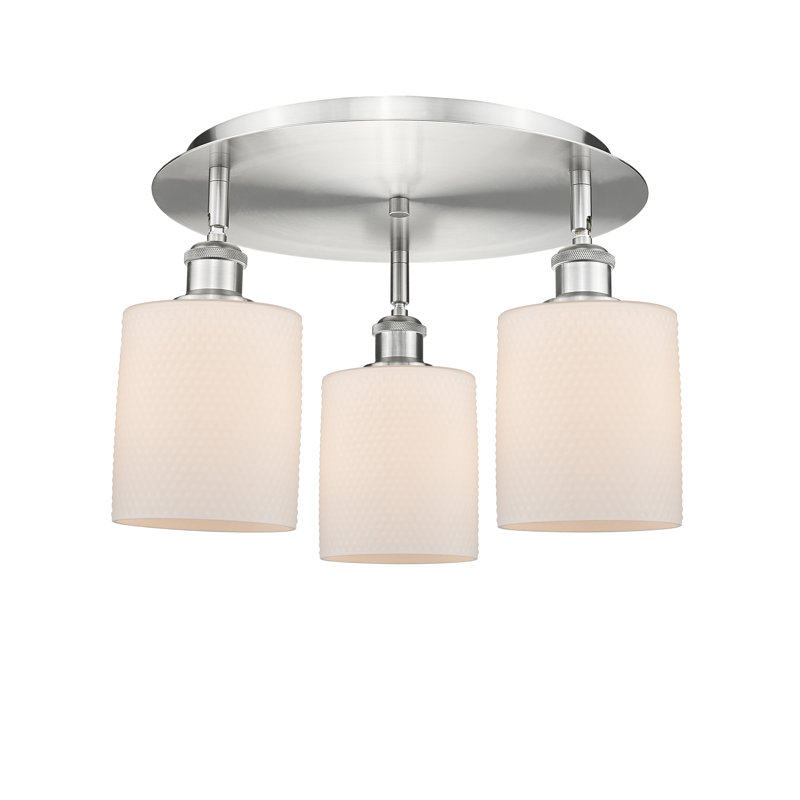 Dublin Glass Semi Flush Mount, Matte White, Satin Nickel