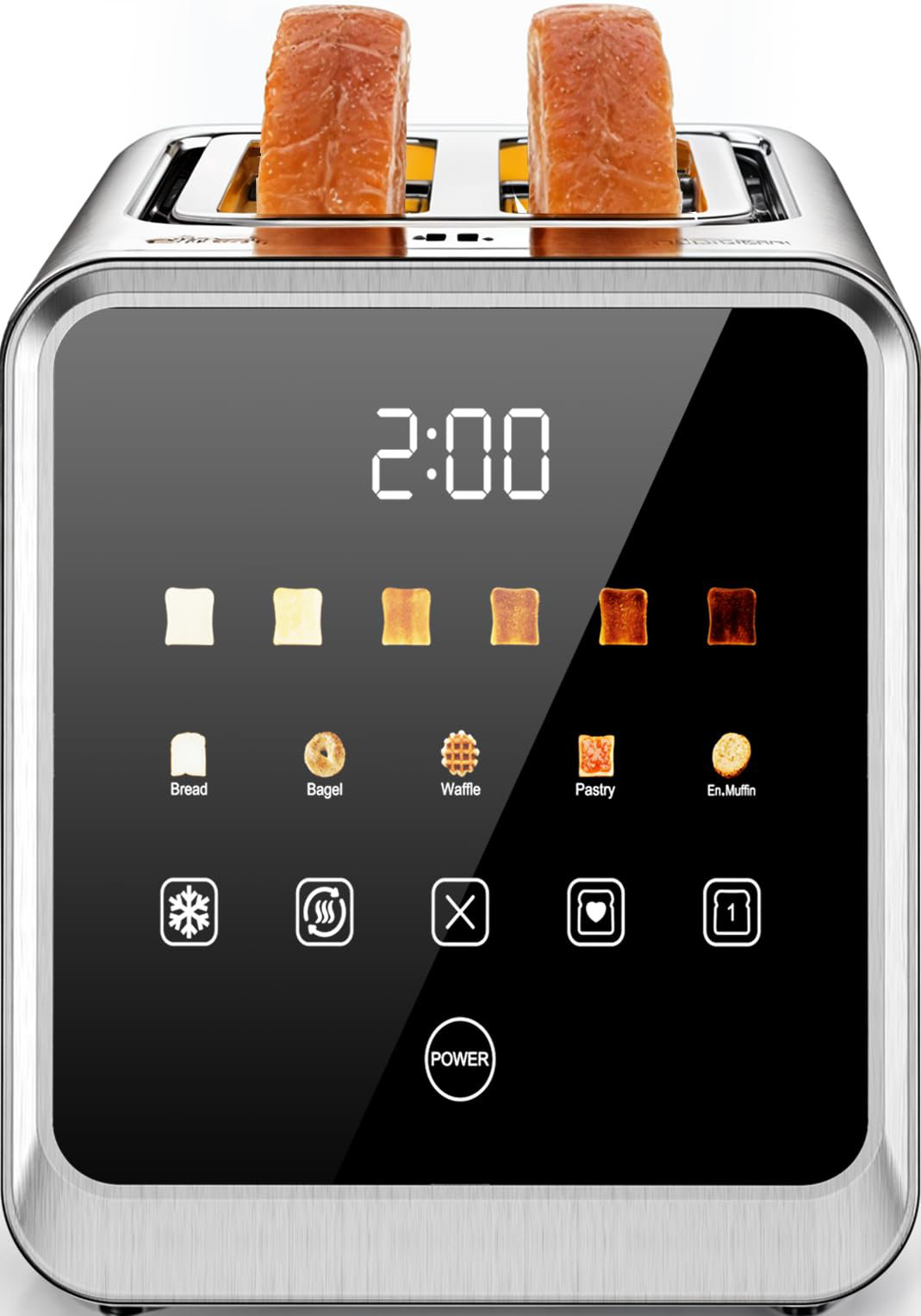 GUANGZHOUSHULIU Touch Screen Toaster 2-Slice With Wide Slots