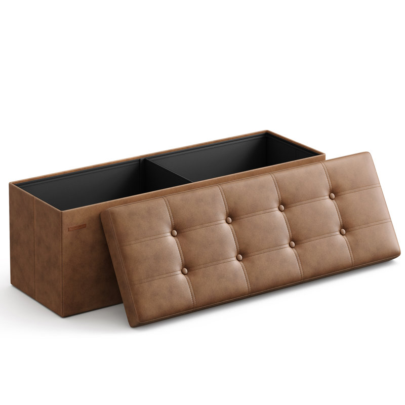 Banc de rangement avec repose-pieds 43 pouces, Brun café