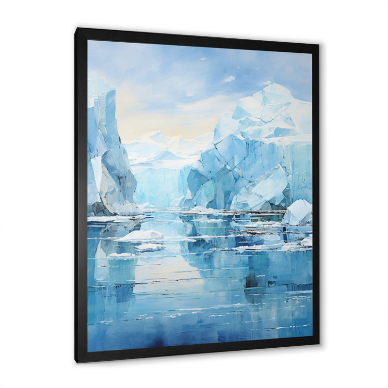 Blue Iceberg, symphonie arctique sur toile, Cadre photo noir, H 20 po x l 12 po x P 1 po