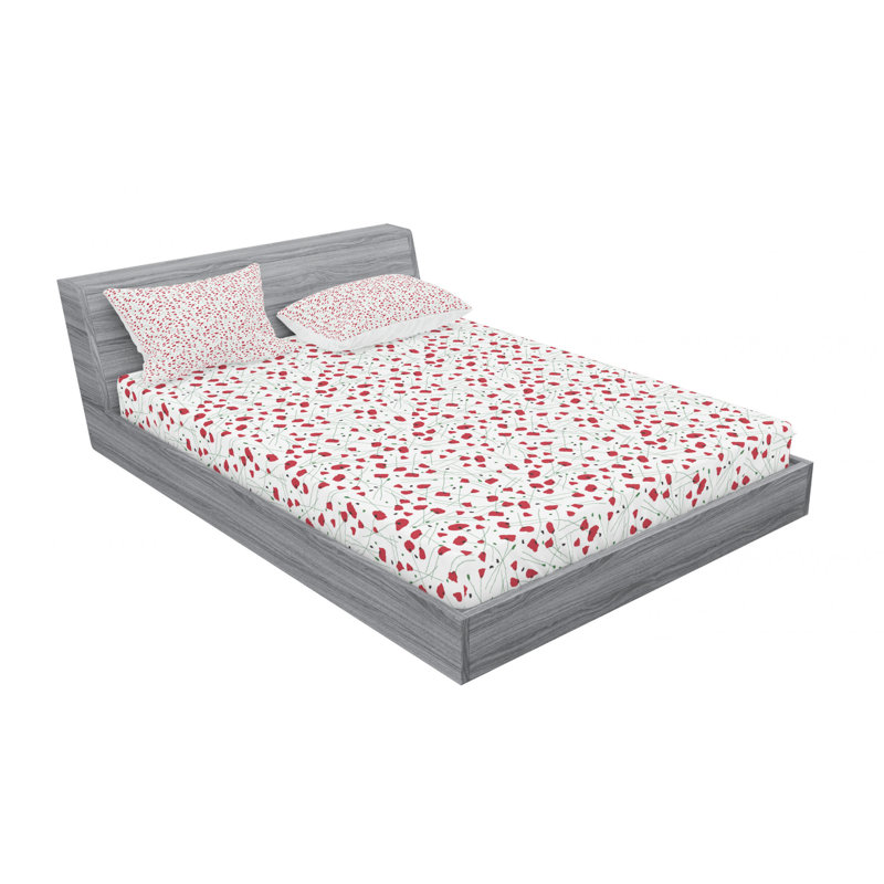 Microfiber Floral Sheet Set, Queen Sheet Set with Fitted Sheet