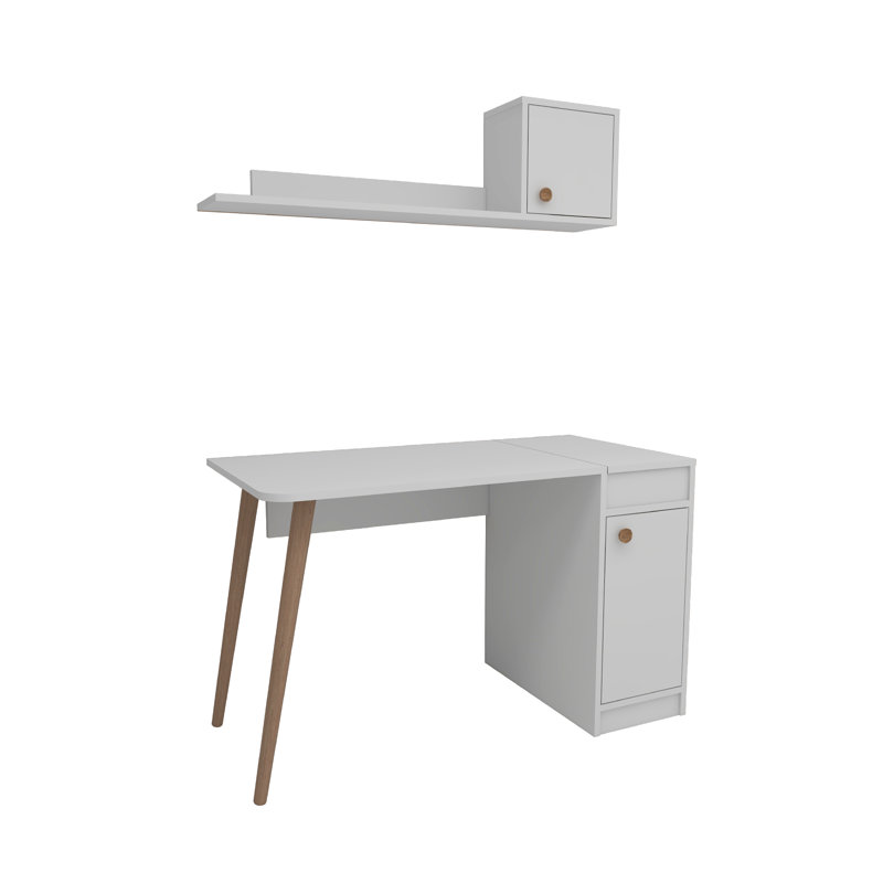 Ziva Computer Desk, White/Natural