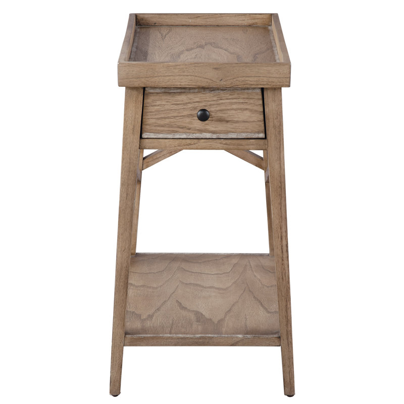 Solid Wood Tray Top End Table