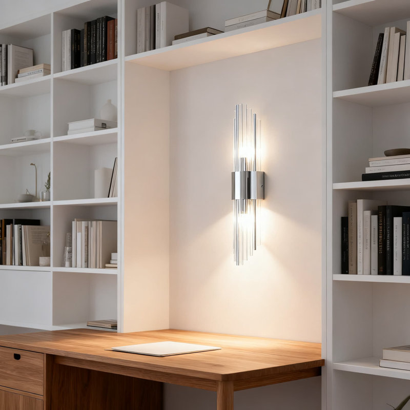 Applique murale moderne en cristal avec finition chromée - luminaire câblé avec 2 douilles E12, fabrication en acier inoxydable pour le couloir, la salle de bain et la chambre à coucher