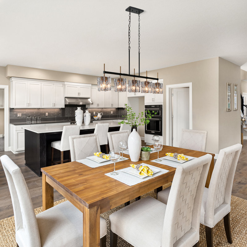Quitman 5-Light Gold/Black Kitchen Island Pendant