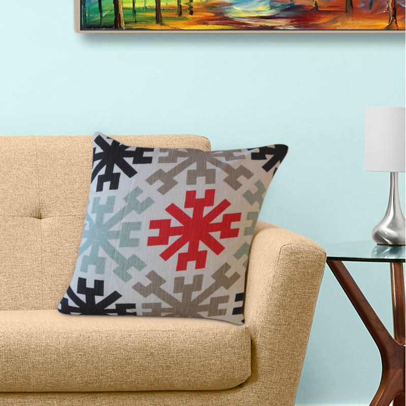 Coussin en coton Obert, 24 po x 24 po, Noir / Blanc / Gris, Coussin décoratif