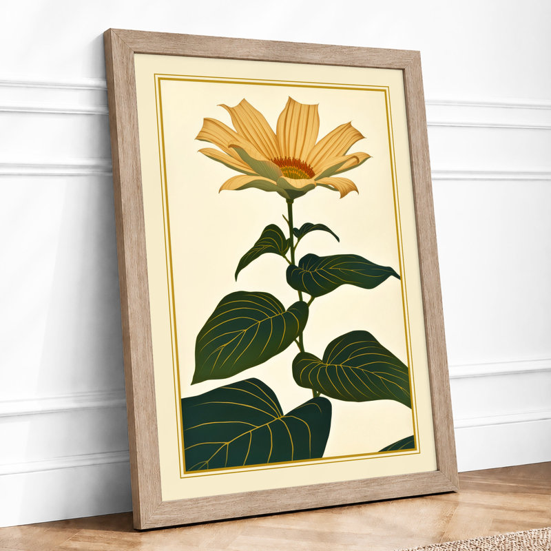 Golden Bloom Botanical - Print, A2 - 59.4 x 42.0 cm, Oak