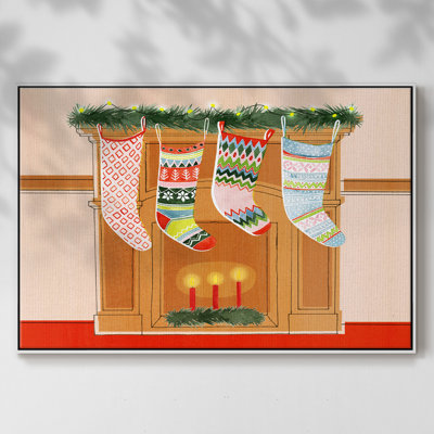 Collection de bas de Noël, reproduction d'art sur toile encadrée
