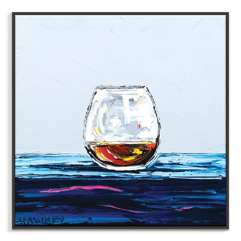 Malt Whiskey by Angela Hawkey - Painting, Black Framed Canvas, 102cm H x 102cm W x 5cm D