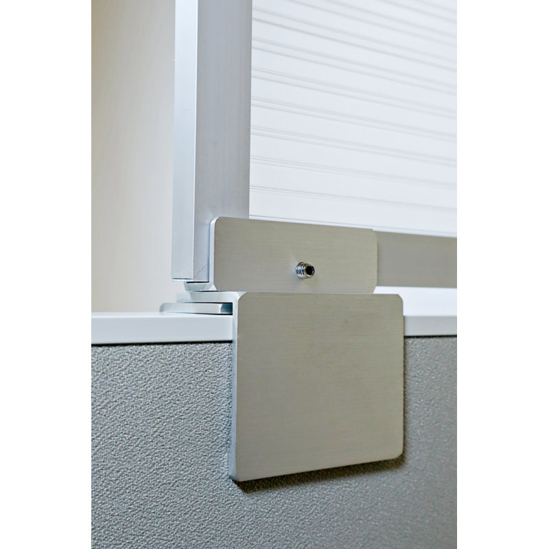 Panneau d'intimité en polycarbonate avec petit support, Aluminium, H 24 po x l 72 po x P 0,63 po, Blanc
