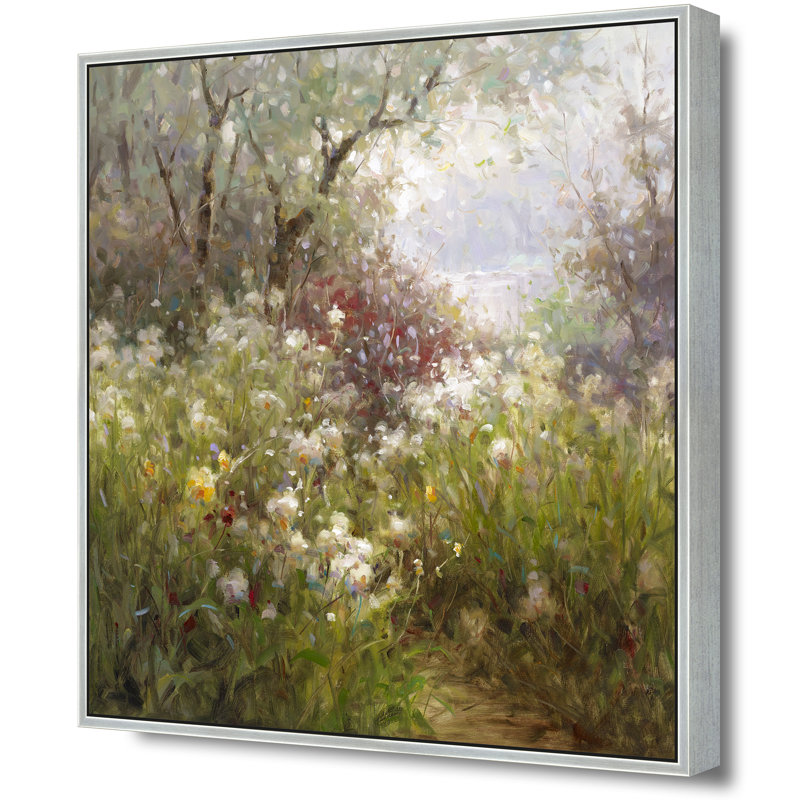Misty Garden Glow Print, Silver, 38" H x 38" W