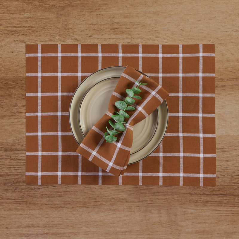Windowpane - 100% Pure Linen Dinner Napkins, Cinnamon
