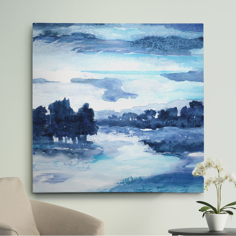 Indigo Land I - Imprimé, H 16 po x l 16 po x P 1,5 po, Toile tendue