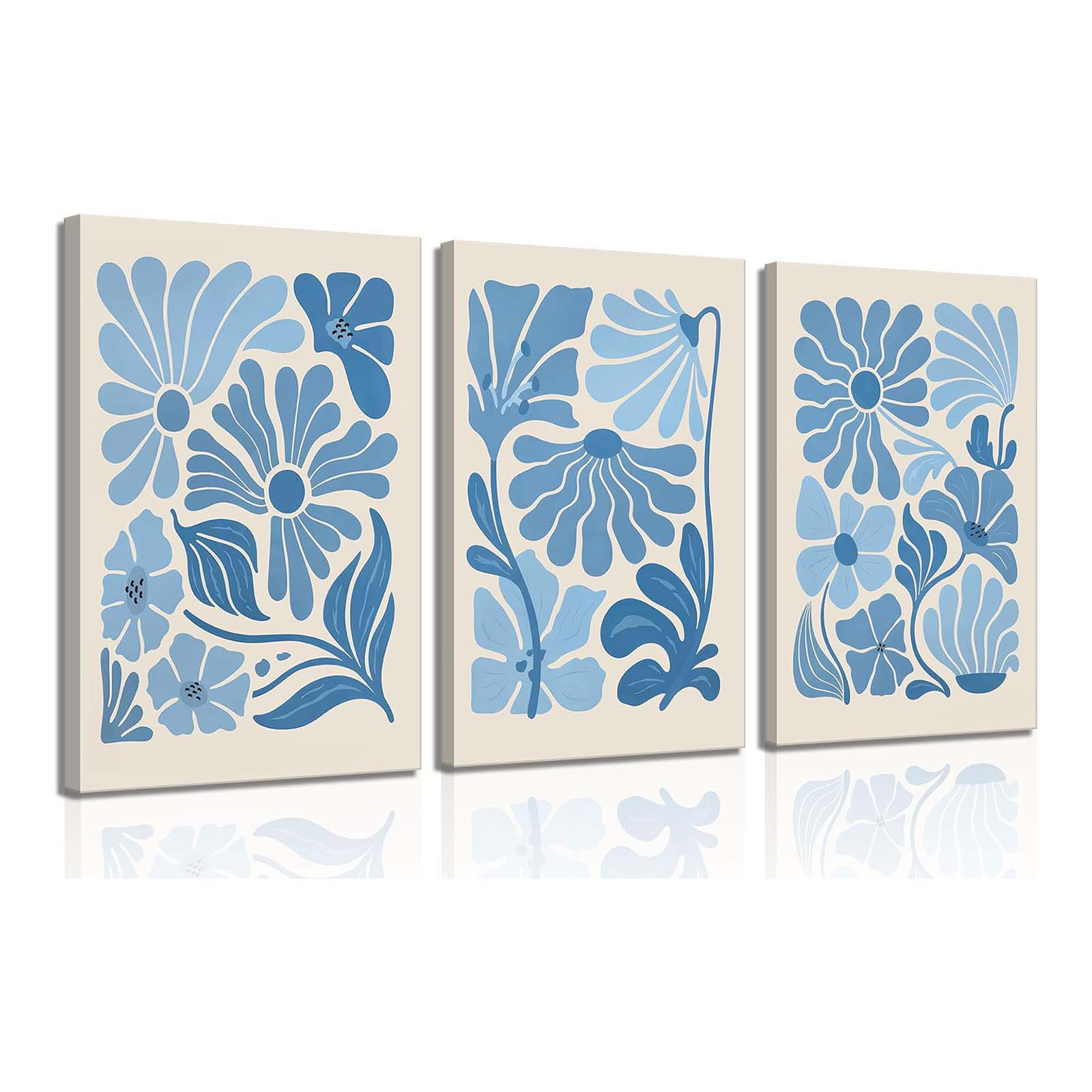 Ebern Designs 3Pcs Neutral Botanical Canvas Wall Art Beige Simple ...