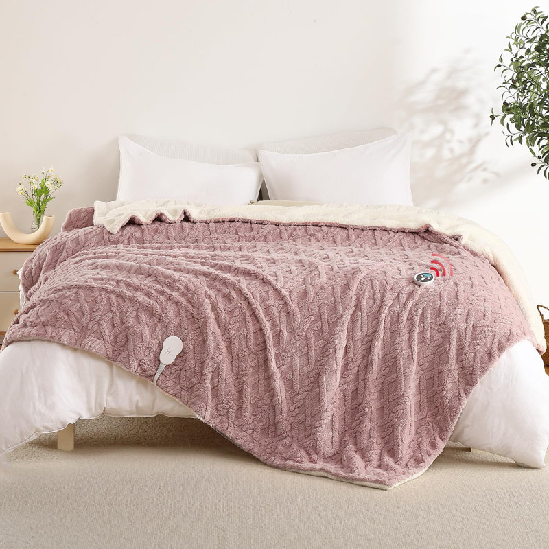 Heated Throw Blanket, 254cm L x 228.6cm W, Pink