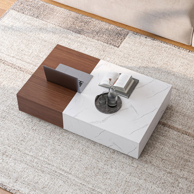Modern style walnut coffee table with two storage spaces