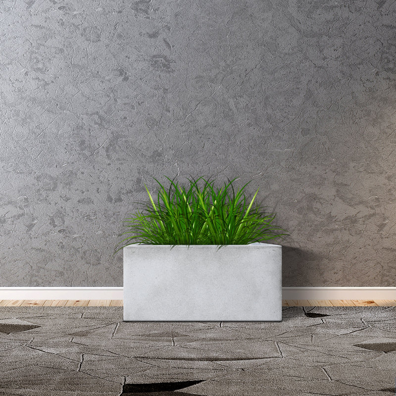 Handmade Pot Planter, Concrete, 15.7" H x 31.4" W x 12.7" D