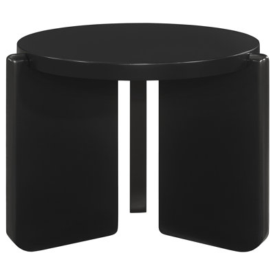 Black Round Solid Wood End Table