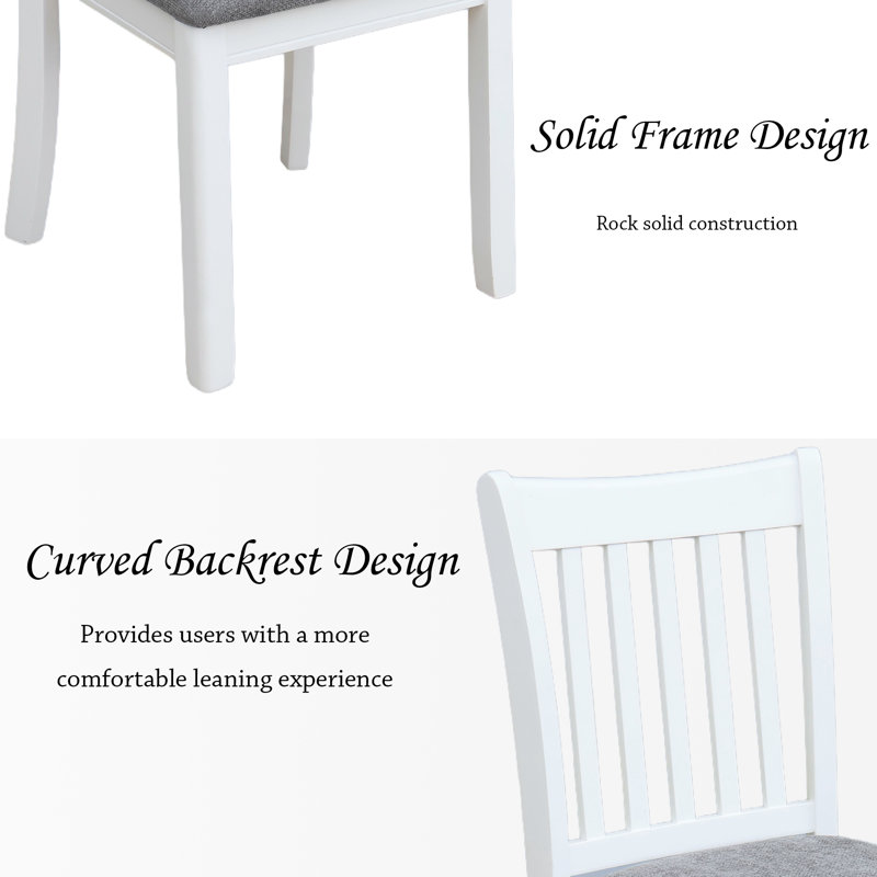 Wooden Solid Wood Dining Chairs, White, Gray