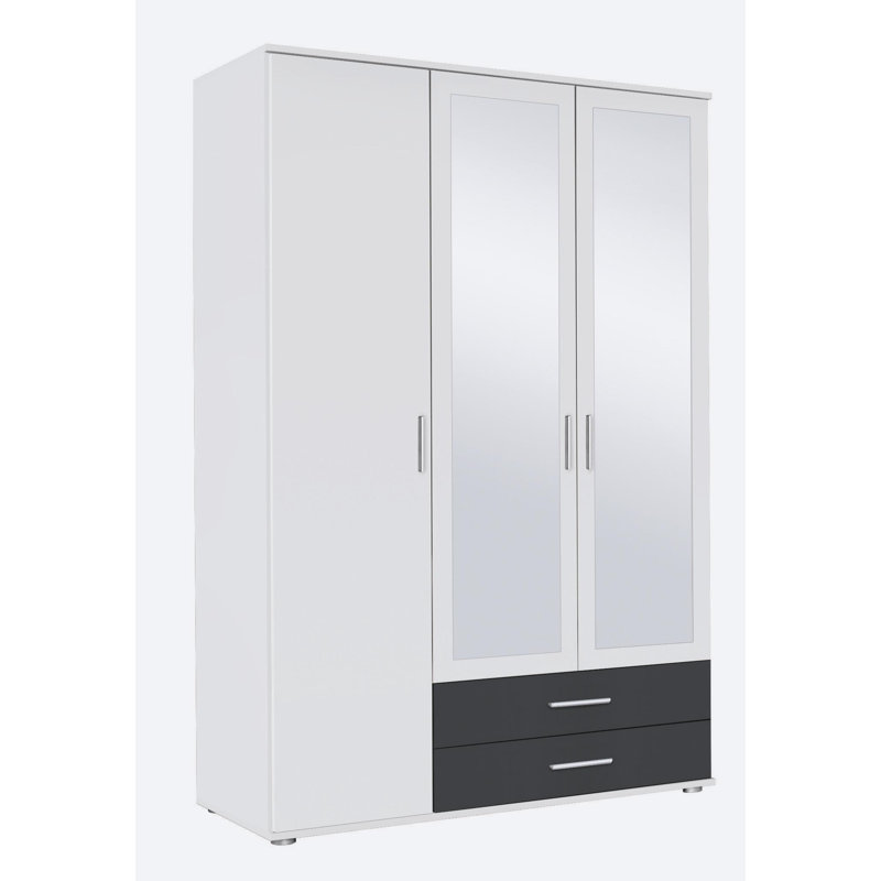 Rasant 3 Door Wardrobe, Alpine White/Metallic Grey, Basic: 3 shelves, 1 clothes rail, 2 drawers