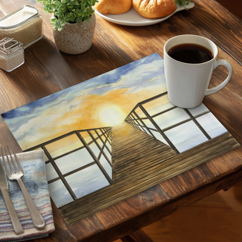Sunset in the Sea Exotic Polyester Placemat - Home Decor