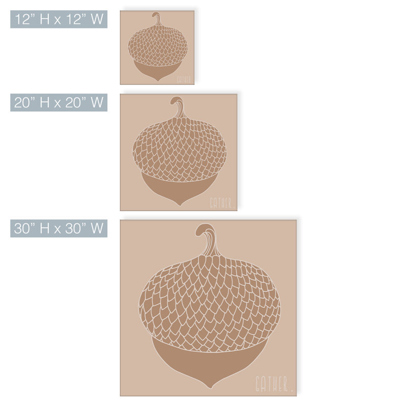 «Minimal Acorn» par ChiChi Décor, impression sur toile tendue, H 20 po x l 20 po x 1,5 po