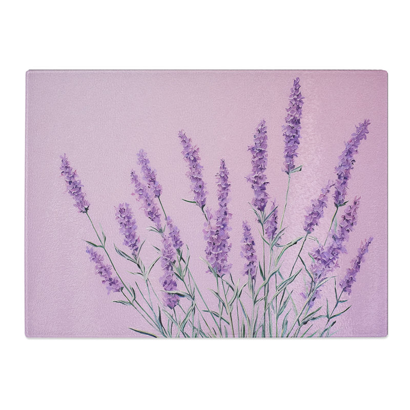 Lavender Flower Minimalism  Glass Chopping Board
