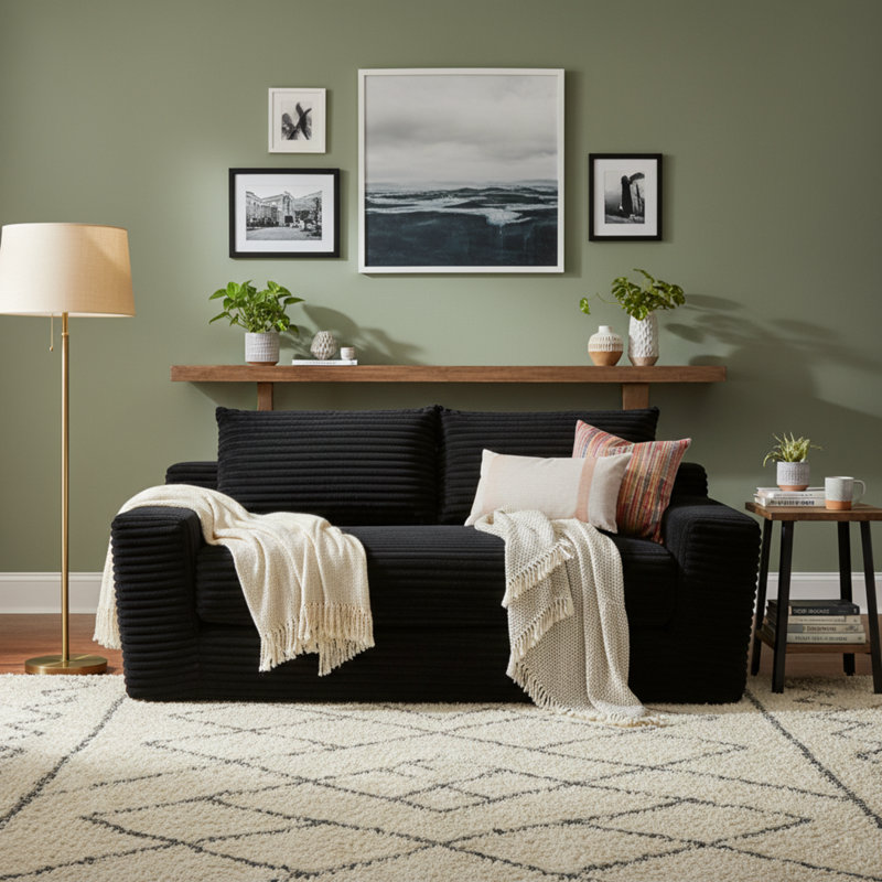 Convertible Sofa Bed with Plush Memory Foam & Sturdy Steel Frame - 2-in-1 Folding Loveseat, Corduroy Fabric, Zero Assembly for Home Office/Small Living Rooms