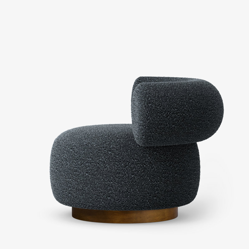 Aubrey Boucle Swivel Chair, Black Boucle