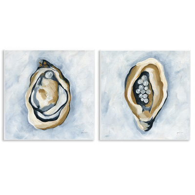 Oyster with Pearls 2 PC Wall Plaque Art Set by Yvette St. Amant