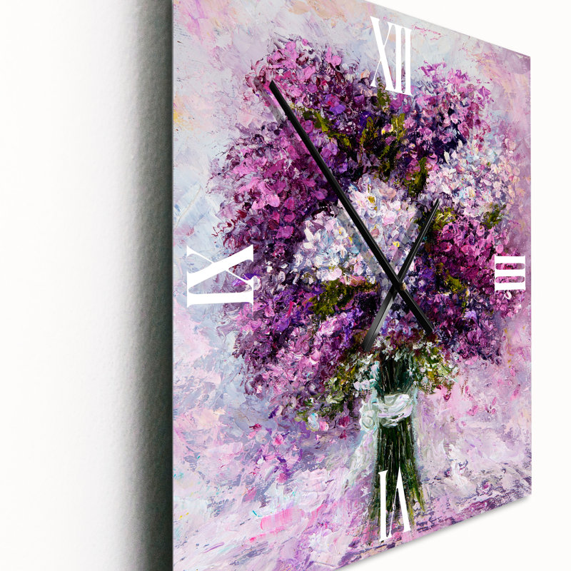 Horloge murale mauve - bouquet de jacinthe mauve, Petit