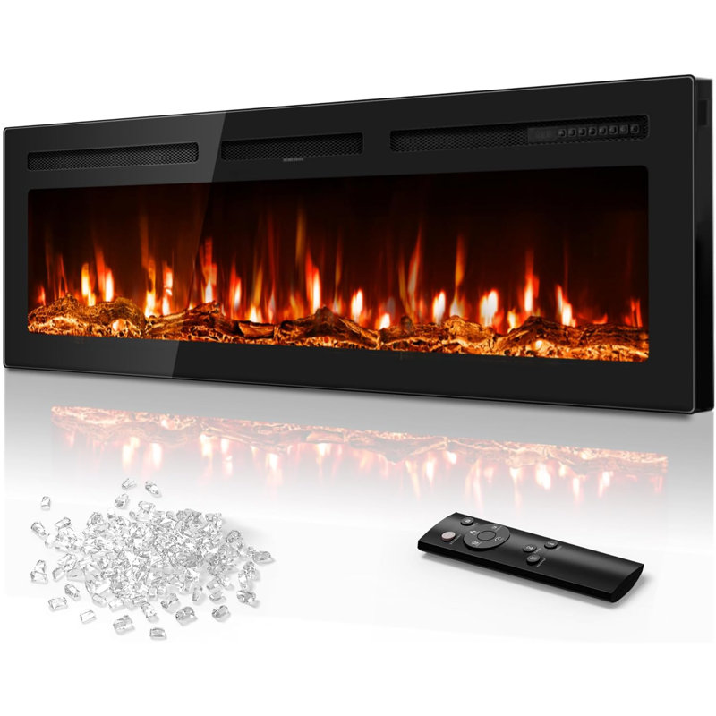 50 Inch Wall-Mounted Electric Fireplace – 2025 Upgraded 144 Flame Color Heater with Remote
