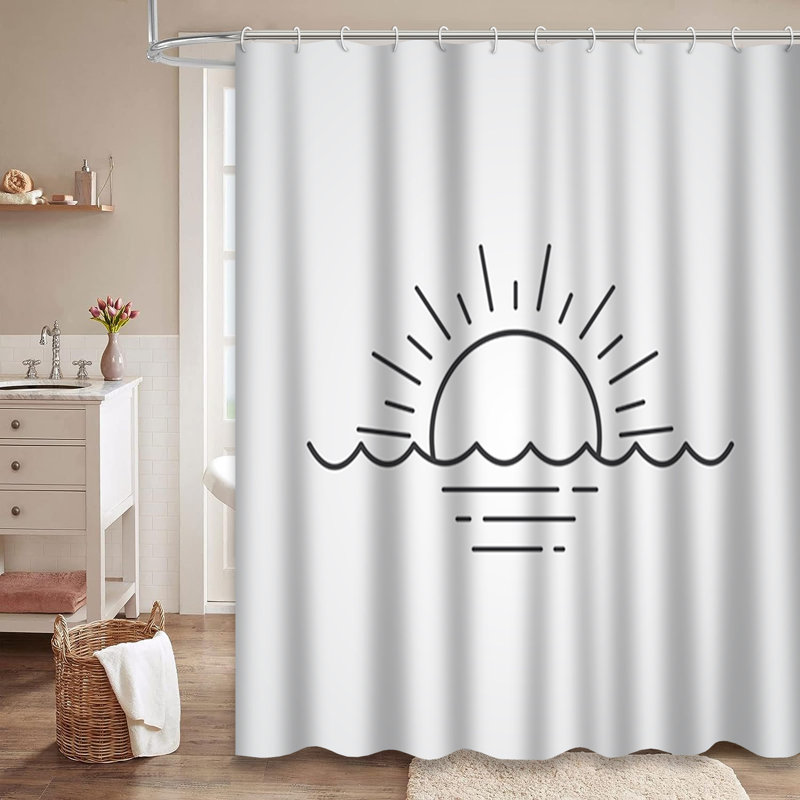Rideau de douche avec 12 crochets Sunset, L 72 po x l 72 po