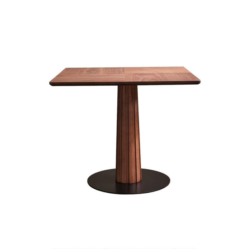 Walnut+Black Rectangular Solid Wood Dining table, 29.53"H x 31.5"L x 31.5"W