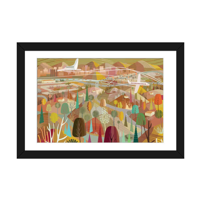 «Los Angeles to Riverside», impression sur toile, H 16 po x l 24 po x P 1 po, Papier d'art encadré noir, Blanc