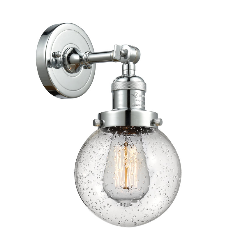Clementina Dimmable Bath Sconce, 6 Watt Vinage LED Bulb, Seedy, Polished Chrome