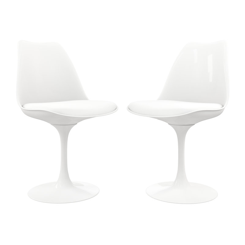 Modholic Tulip Swivel Side Chair, White, White, 1