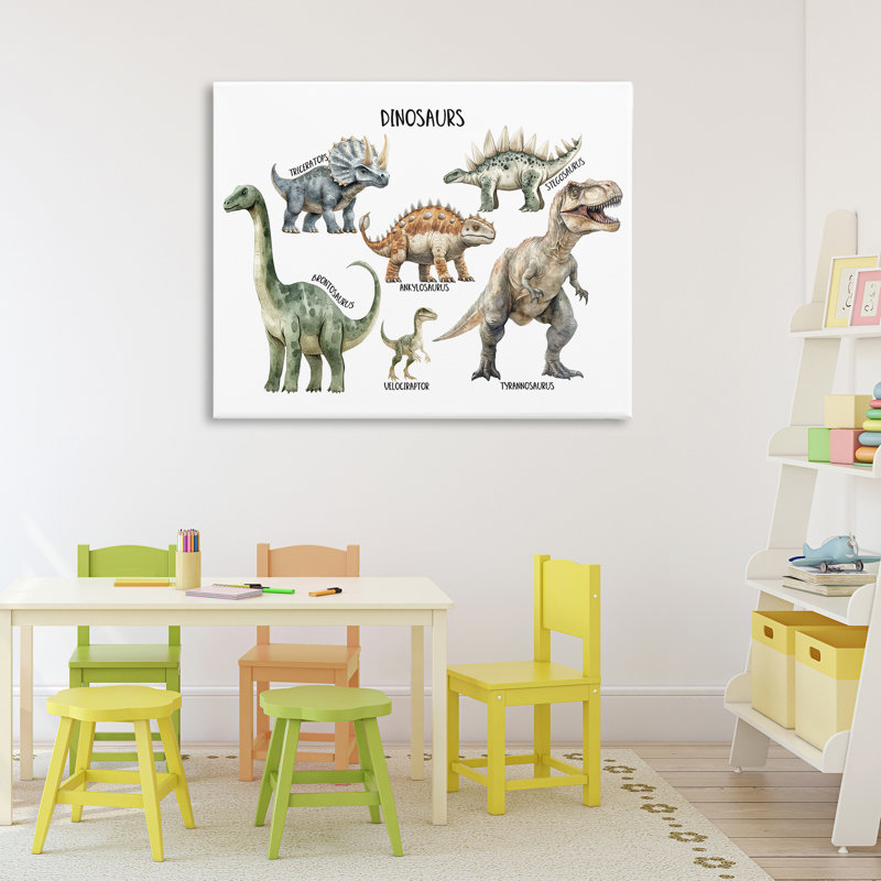 «Meet The Dinosaurs Canvas», conception par Christine Simpson Art, H 30 po x l 40 po
