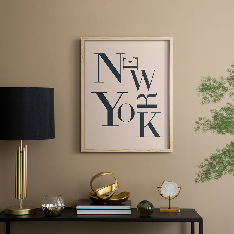 City Center Type I Framed Print - Solid Wood, Natural, 11" H x 9" W