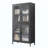Classic Metal Storage Cabinet with 4 Tempered Glass Doors & Adjustable Shelves, Versatile Bookcase Display Cabinet for Home, Office, Living Room & Kitchen
