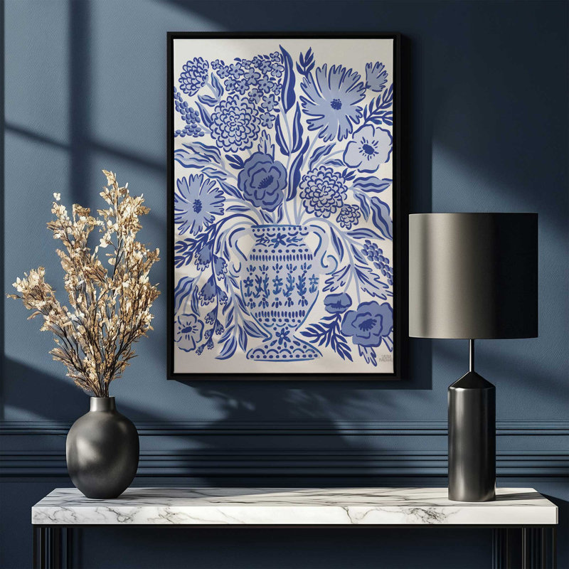 «Blue Reverie III» par Laura Marshall, reproduction d'art, H 16 po x l 12 po, Cadre flottant, Noir