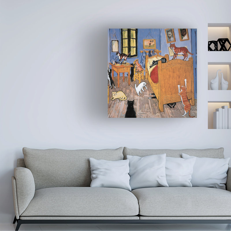 «Van Gogh Arles Cat» par Chameleon Design, Inc. - peinture sur toile tendue, H 24 po x l 24 po x P 2 po