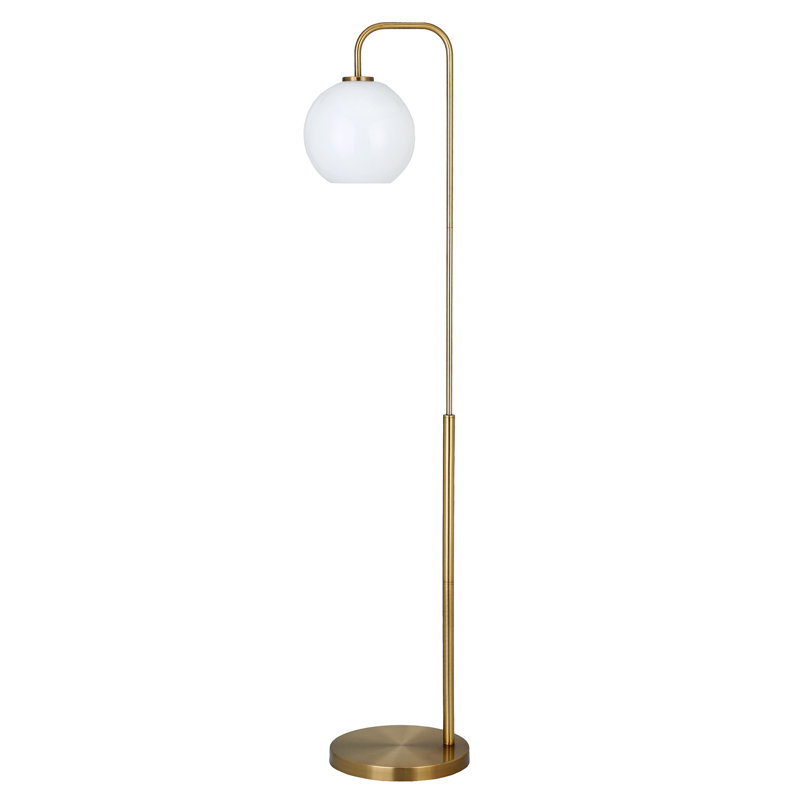 Chaynce 62.5'' Arched Floor Lamp, Brass, White